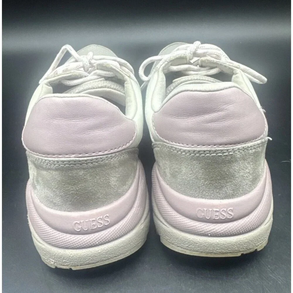 GUESS Women's SPEED6 Gray Purple Faux Leather‎ Lace Up Athletic Sneaker Shoe 8